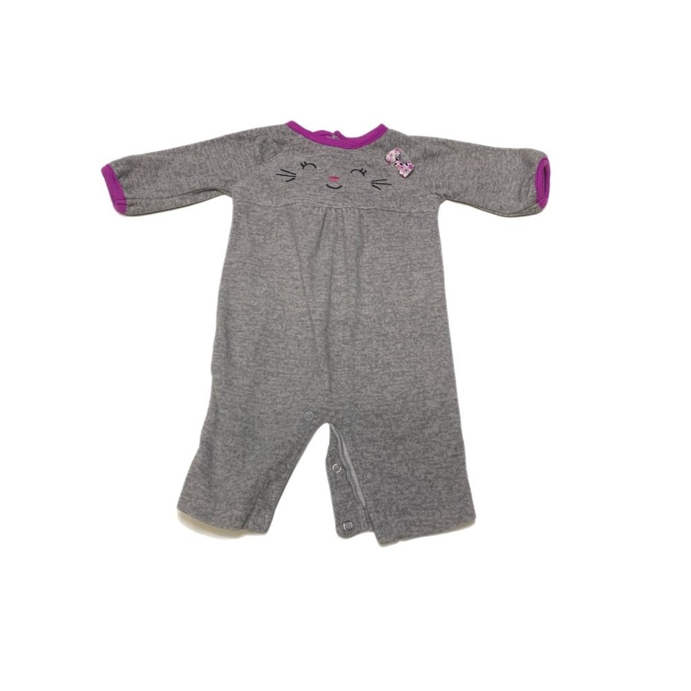 Carters Baby Girl Grey Velvet Cat Sleeper 0-3M